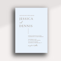 Modern Minimal Elegant Script Light Blue Wedding