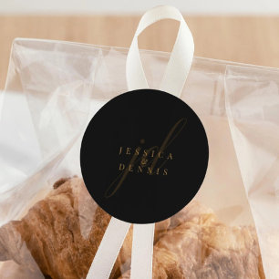 Modern Minimal Elegant Script Monogram Wedding Classic Round Sticker