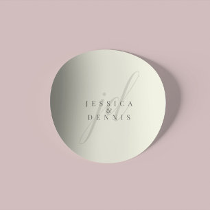 Modern Minimal Elegant Script Monogram Wedding Classic Round Sticker