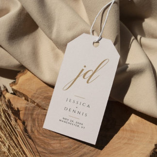 Modern Minimal Elegant Script Monogram Wedding Gift Tags