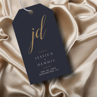 Modern Minimal Elegant Script Monogram Wedding Gift Tags