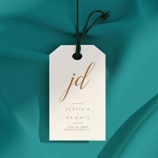 Modern Minimal Elegant Script Monogram Wedding Gift Tags