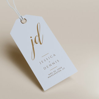 Modern Minimal Elegant Script Monogram Wedding Gift Tags
