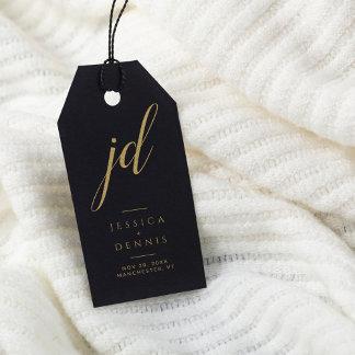 Modern Minimal Elegant Script Monogram Wedding Gift Tags