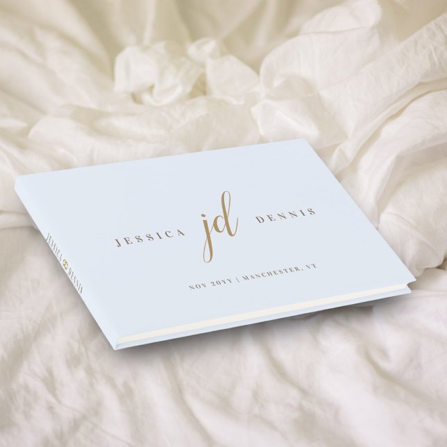 Modern Minimal Elegant Script Monogram Wedding Guest Book (Creator Uploaded)