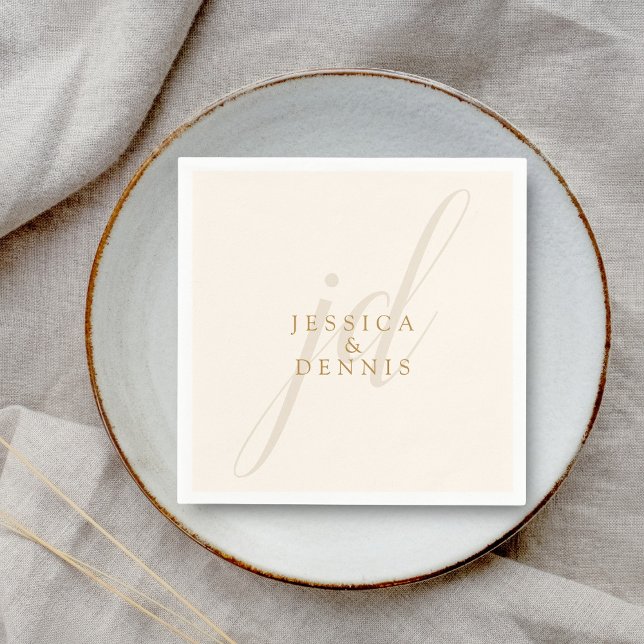Modern Minimal Elegant Script Monogram Wedding Napkin (Creator Uploaded)