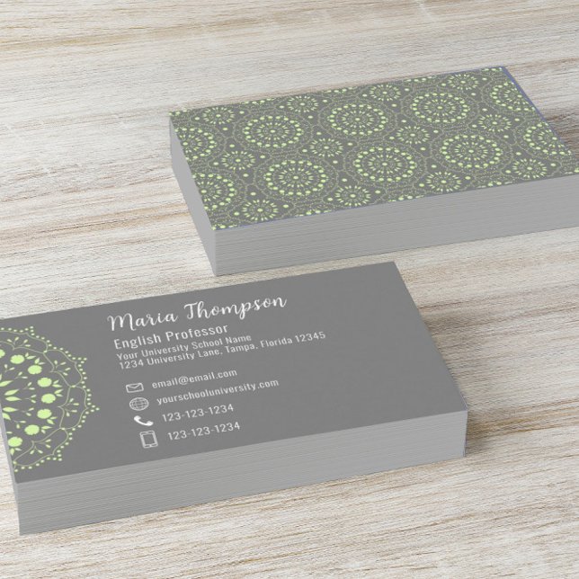 Modern Minimal Elegant Simple Chic Grey Green Business Card (Creator Uploaded)