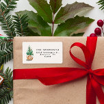 modern minimal elegant simple winter<br><div class="desc">Modern minimal foliage Christmas tree year to remember script holiday Christmas return address label. Hand painted pine tree,  minimal foliage and modern rustic rattan basket give this holiday card a luxurious feel. In classy greens,  browns and greys.</div>