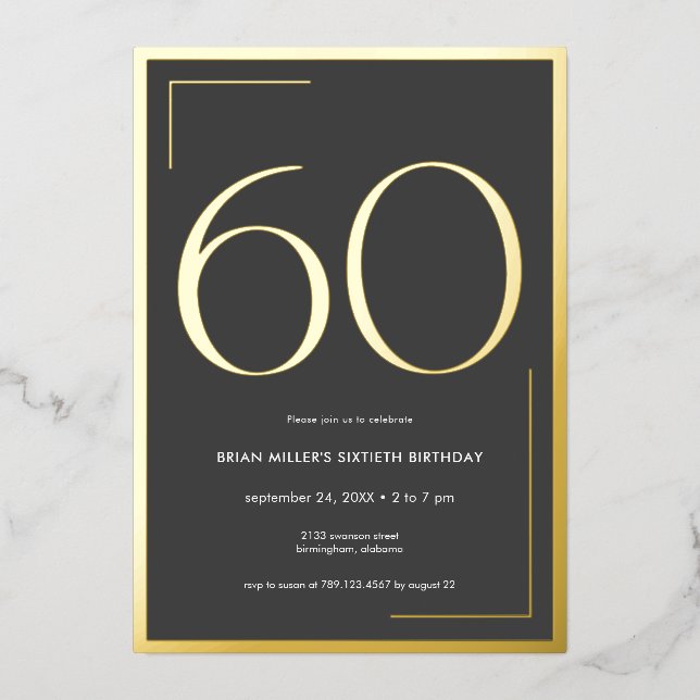 Modern Minimal Elegant Sixtieth Birthday (Front)