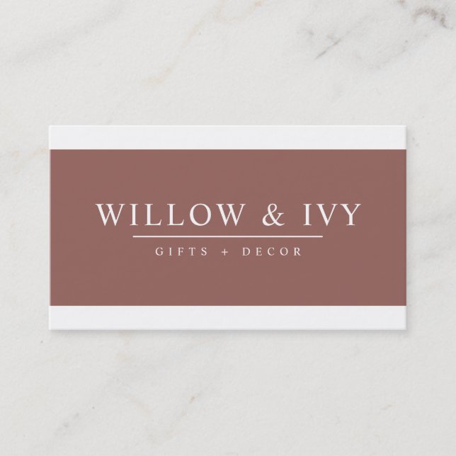 MODERN MINIMAL elegant strip earthy brown clay Business Card (Front)