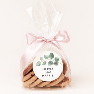 Modern minimal elegant stylish eucalyptus classic round sticker