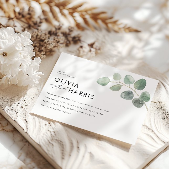 Modern minimal elegant stylish eucalyptus invitation (Creator Uploaded)