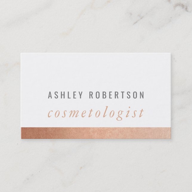 MODERN MINIMAL elegant stylish simple rose gold Business Card (Front)