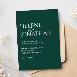 Modern Minimal Emerald Green Wedding Invitation