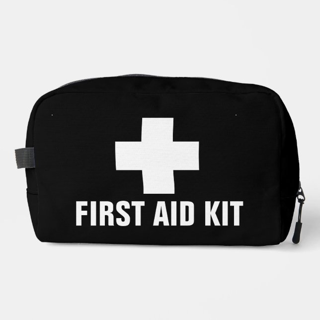 Modern Minimal Emergency First Aid Identification Dopp Kit (Front)