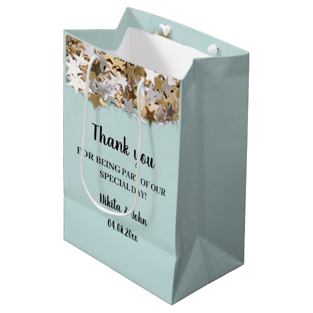Modern Minimal Engagement/ Wedding Party Thanks Me Medium Gift Bag (Front Angled)