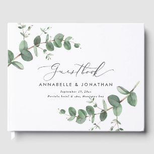 Modern minimal eucalyptus rustic simple guest book