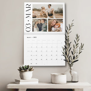 Modern Minimal Family 3 Photo Collage Calendar