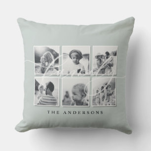 Modern minimal family multi photo home decor cushion