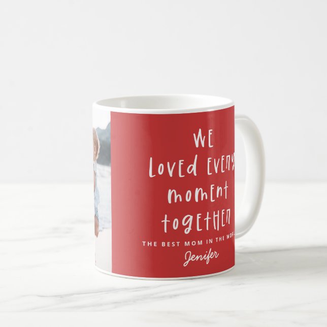 modern minimal family typography photo holiday coffee mug (Front Right)