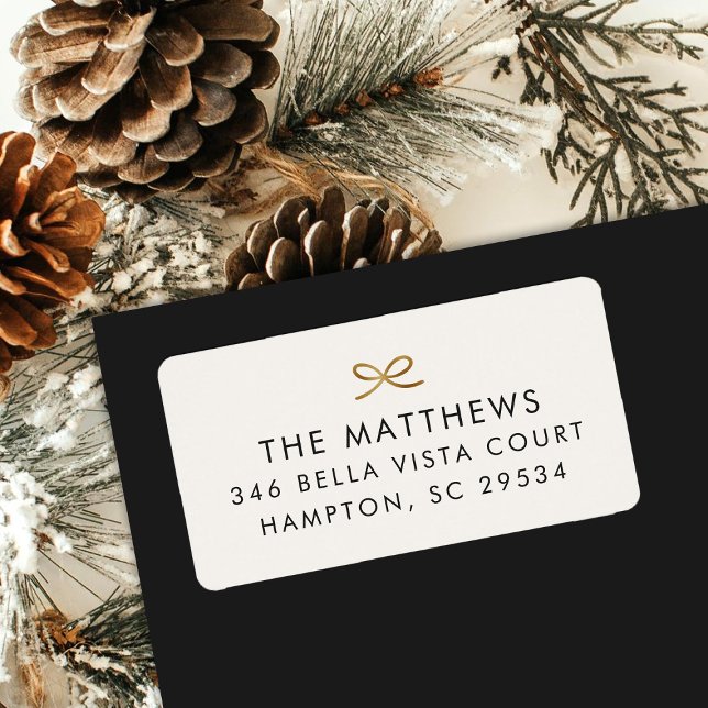 Modern Minimal Faux Foil Bow Return Address Label (Creator Uploaded)