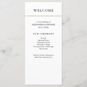 Modern Minimal   Faux Gold Border Wedding Program