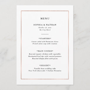 Modern Minimal   Faux Rose Gold Border Wedding Menu