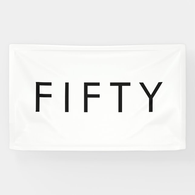 Modern Minimal Fifty Bold 50th Birthday Party Banner (Horizontal)