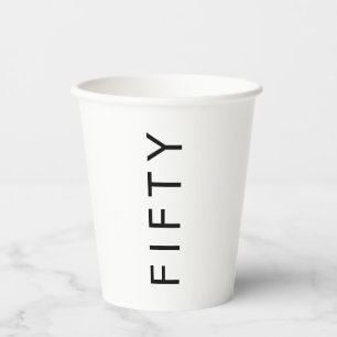 Modern Minimal Fifty Bold 50th Birthday Party Paper Cups