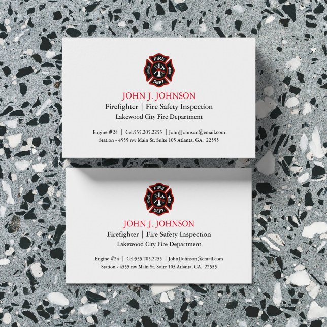 Modern Minimal Firefighter | Fire Inspector White Business Card (Creator Uploaded)