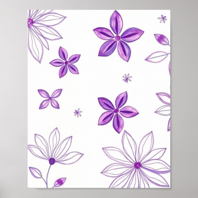 Modern Minimal Floral Abstract Line Art Poster (Front)
