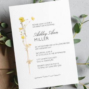 Modern Minimal Floral Detail Wedding Bridal Shower Invitation