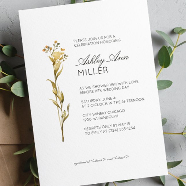 Modern Minimal Floral Detail Wedding Bridal Shower Invitation (Creator Uploaded)