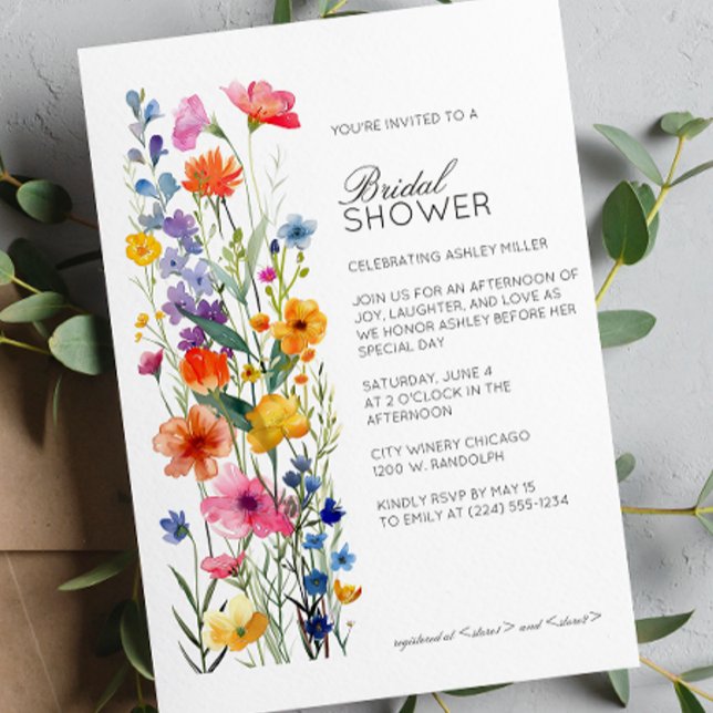 Modern Minimal Floral Detail Wedding Bridal Shower Invitation (Creator Uploaded)