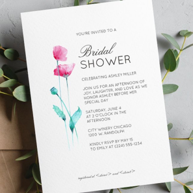 Modern Minimal Floral Detail Wedding Bridal Shower Invitation (Creator Uploaded)