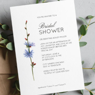 Modern Minimal Floral Detail Wedding Bridal Shower Invitation