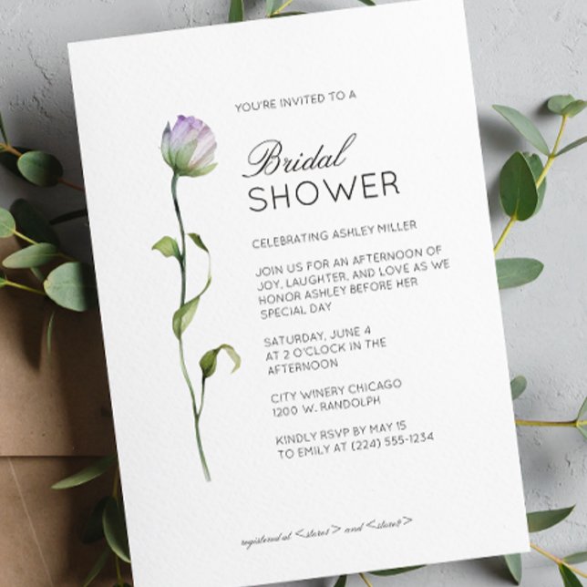 Modern Minimal Floral Detail Wedding Bridal Shower Invitation (Creator Uploaded)