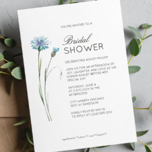 Modern Minimal Floral Detail Wedding Bridal Shower Invitation