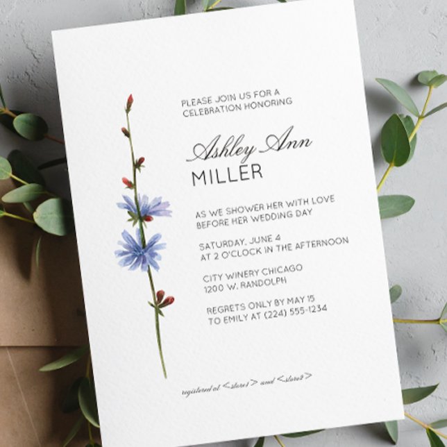Modern Minimal Floral Detail Wedding Bridal Shower Invitation (Creator Uploaded)