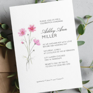 Modern Minimal Floral Detail Wedding Bridal Shower Invitation
