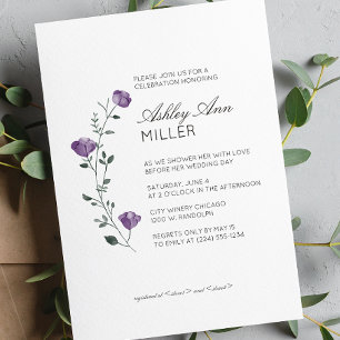 Modern Minimal Floral Detail Wedding Bridal Shower Invitation