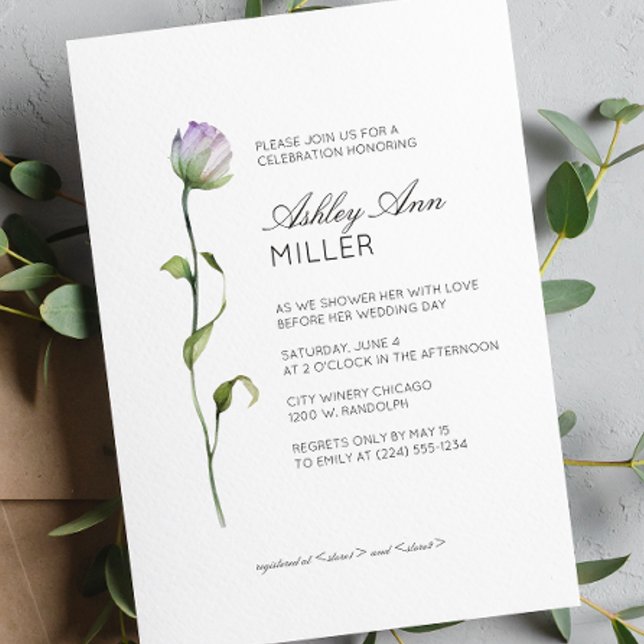 Modern Minimal Floral Detail Wedding Bridal Shower Invitation (Creator Uploaded)