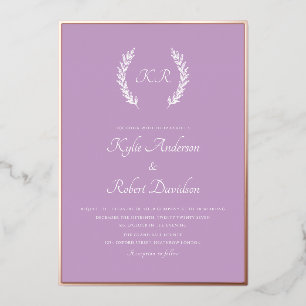 Modern Minimal Floral Monogram Lavender Rose Gold