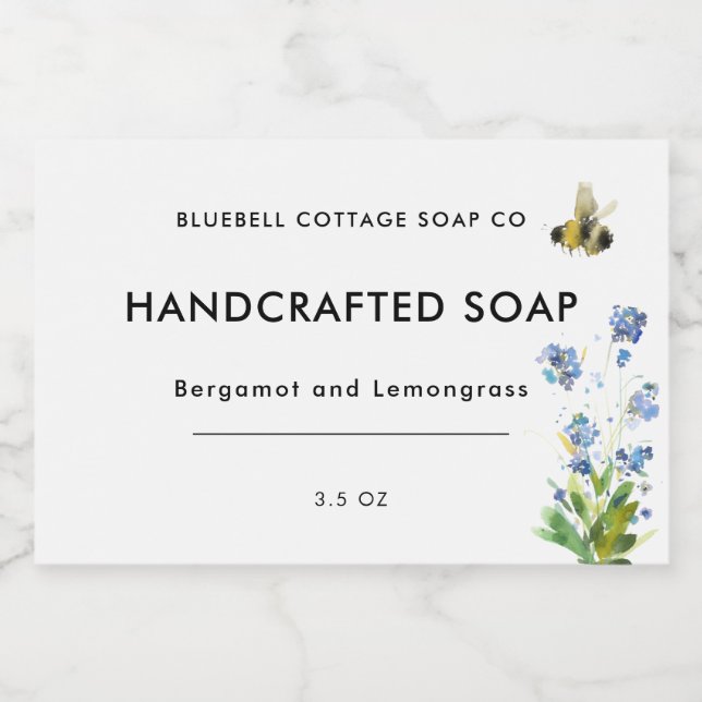 Modern Minimal Floral Soap Bar Product Label (Single Label)