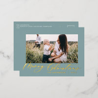 Modern minimal foliage 1 photo script elegant blue