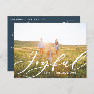 Modern minimal foliage 1 photo script elegant   holiday postcard