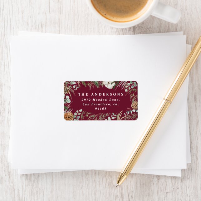 Modern minimal foliage winter burgundy foliage label (Insitu)