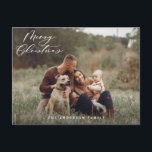 Modern minimal foliage wreath script Christmas Holiday Postcard<br><div class="desc">Modern minimal script Merry Christmas holiday Christmas card.</div>