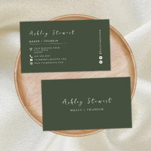 Modern Minimal Forest Green Professional Branding Business Card