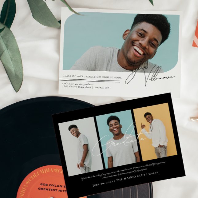 Modern Minimal Four Photo Graduation Invitation (Creator Uploaded)